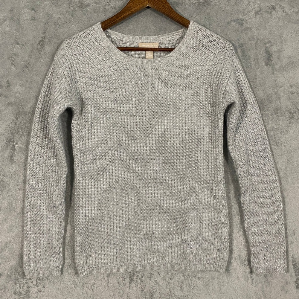 Banana Republic Sweater Sz S Silver Metallic Wool Alpaca Blend Shimmer Holiday